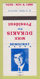 Matchbook Cover - Mike Dukakis for President 1988 30 Strike