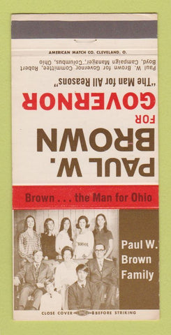 Matchbook Cover - Paul Gbrown for Governor Ohio Columbus OH 30 Strike