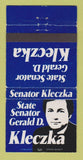 Matchbook Cover - Gerald Kleczka State Senator Election Wisconsin WEAR 30 Strike