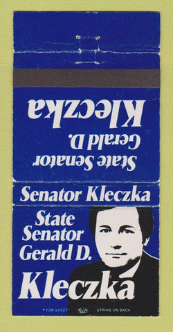 Matchbook Cover - Gerald Kleczka State Senator Election Wisconsin WEAR 30 Strike