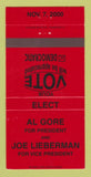 Matchbook Cover - Al Gore for President 2000 Joe Lieberman RED 30 Strike