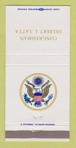 Matchbook Cover - Senator Delbert L Latta OH Ohio 30 Strike