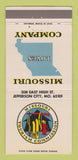 Matchbook Cover - Missouri Tourism Commission Jefferson City MO 30 Strike