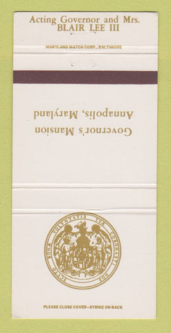 Matchbook Cover - Governor's Mansion Annapolis MD Blair Lee III 30 Strike