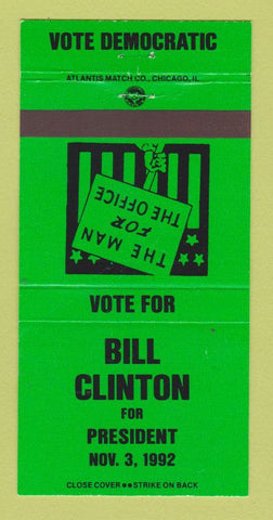 Matchbook Cover - Bill Clinton for President 1992 30 Strike