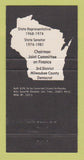 Matchbook Cover - Gerald Kleczka State Senator Election Wisconsin  30 Strike