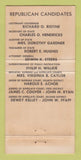 Matchbook Cover - Charles Hendricks Secretary State IN Indiana WORN 30 Strike