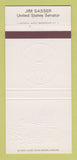 Matchbook Cover - Jim Sasser US Senator TN Tennessee 30 Strike