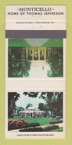 Matchbook Cover - Monticello Home of Thomas Jefferson VA 30 Strike