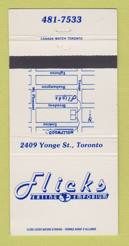 Matchbook Cover - Flicks Eating Emporium Toronto ON 30 Strike