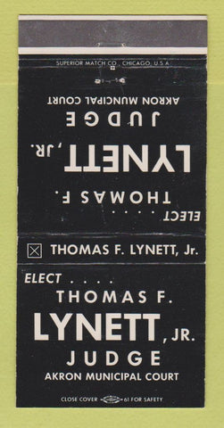 Matchbook Cover - Thomas Lynett Judge Akron OH WEAR 30 Strike
