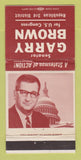 Matchbook Cover - Senator Garry Brown WEAR 30 Strike