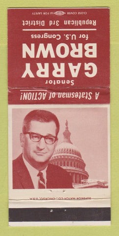 Matchbook Cover - Senator Garry Brown WEAR 30 Strike