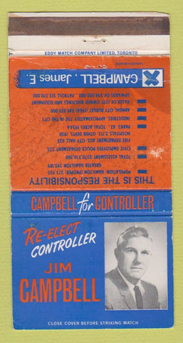 Matchbook Cover - Jim Campbell Controller Hamilton ON WEAR 30 Strike
