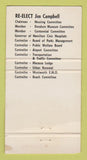 Matchbook Cover - Jim Campbell Controller Hamilton ON WEAR 30 Strike