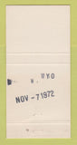 Matchbook Cover - Cliff Hansen US Senate Election Wyoming WY 30 Strike