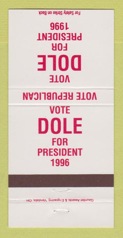 Matchbook Cover - Bob Dole for President 1996  30 Strike