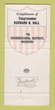 Matchbook Cover - Durwald Hall Congress Missouri MO 30 Strike