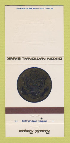Matchbook Cover - Dixon National Bank IL Ronald Reagan 30 Strike
