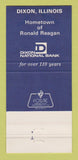 Matchbook Cover - Dixon National Bank IL Ronald Reagan 30 Strike