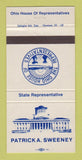 Matchbook Cover - Patrick Sweeney State Rep Ohio OH  30 Strike