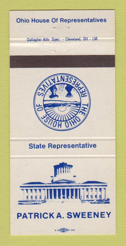 Matchbook Cover - Patrick Sweeney State Rep Ohio OH  30 Strike