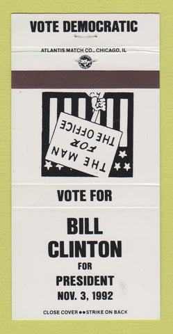 Matchbook Cover - Bill Clinton for President 1992 CREASE 30 Strike