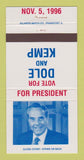 Matchbook Cover - Bob Dole for President 1996 Jack Kemp 30 Strike