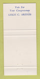 Matchbook Cover - Leslie Arends Congress IL Illinois 30 Strike