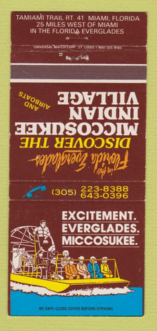 Matchbook Cover - Miccosukee Florida Everglades 30 Strike
