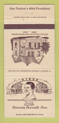 Matchbook Cover - Dixon National Bank IL Ronald Reagan 30 Strike
