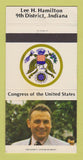 Matchbook Cover - Lee Hamilton Congress IN Indiana 30 Strike