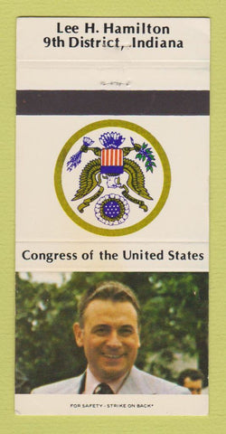 Matchbook Cover - Lee Hamilton Congress IN Indiana 30 Strike