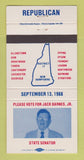 Matchbook Cover - Jack Barnes Jr State Senator NH New Hampshire 30 Strike