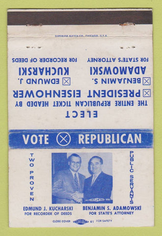 Matchbook Cover - Edmund Kucharski for Recorder of Deeds  WORN 40 Strike