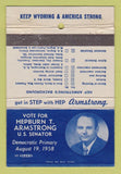 Matchbook Cover - Hepburn Armstrong for US Senator 1958 WY Wyoming 40 Strike