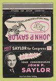 Matchbook Cover - John P Saylor Congress Election WEAR 40 Strike
