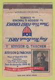 Matchbook Cover - Addison Thacher Council Election Toledo OH 1944 WORN 40 Strike