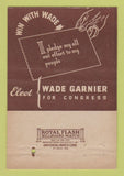 Matchbook Cover - Wade Garnier for Congress 40 Strike