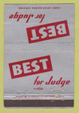 Matchbook Cover - Best for Judge Election Westmoreland County PA WEAR 40 Strike