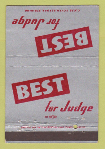 Matchbook Cover - Best for Judge Election Westmoreland County PA WEAR 40 Strike