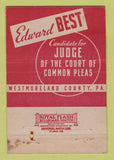 Matchbook Cover - Best for Judge Election Westmoreland County PA WEAR 40 Strike