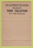 Matchbook Cover - Thor Tollefson for Congress WA Washington 40 Strike
