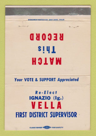 Matchbook Cover - Ignazio Vella Supervisor 40 Strike