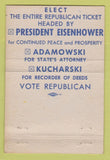 Matchbook Cover - Edmund Kucharski for Recorder of Deeds 40 Strike