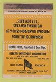 Matchbook Cover - Greater Investment Corp Omaha NE Patriotic WORN 40 Strike