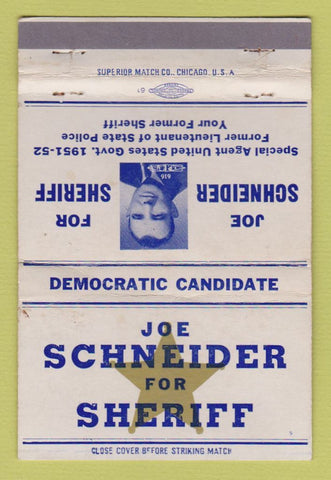 Matchbook Cover - Joe Schneider Sheriff Election WEAR 40 Strike