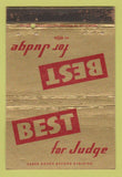 Matchbook Cover - Best for Judge Election Westmoreland County PA WORN 40 Strike