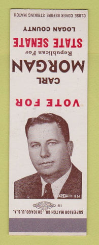 Matchbook Cover - Carl Morgan State Senate Election Logan County SAMPLE