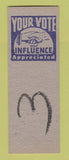 Matchbook Cover - Carl Morgan State Senate Election Logan County SAMPLE